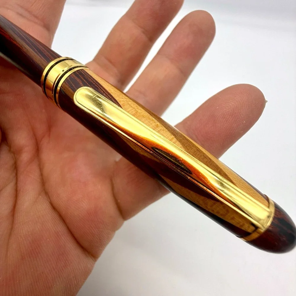 Davin‎ Kesler Wood Pen Pencil Pillbox Set Vintage Inlay Gold-Tone West Germany